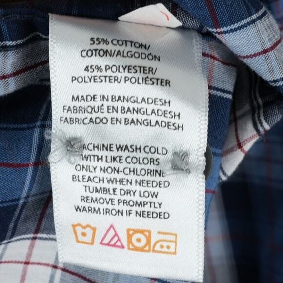 Wolverine Shirt Mens Large Blue Plaid Long Sleeve Button Down Cotton Blend - Picture 6 of 10